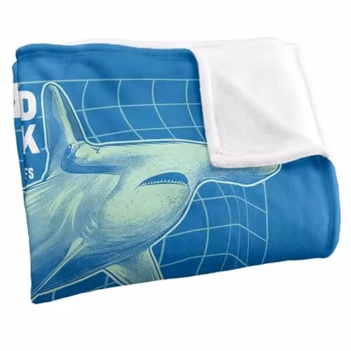 LOGOVISION Shark Week Television Series Blue Multicolour Fleece Throw Blanket, W: 152 cm, D: 127 cm – 2