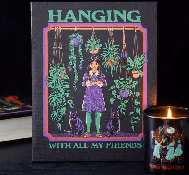 Uniqueful Hanging With All My Friends Canvas Plaque by Steven Rhodes, Multicolour, W: 19 cm, H: 25 cm