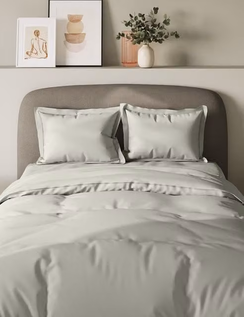 M&S 2 Pack 300 Thread Count Cotton Oxford Pillowcases in Grey