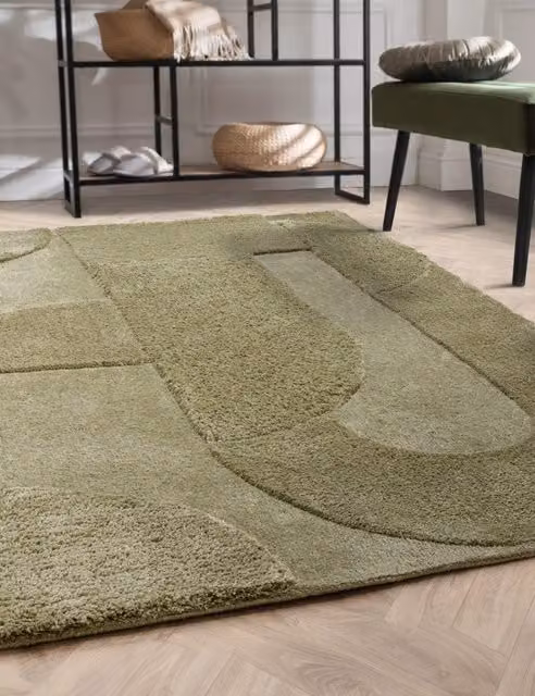 Asiatic Tova Hand-Tufted Abstract Modern Rectangular Rug in Green