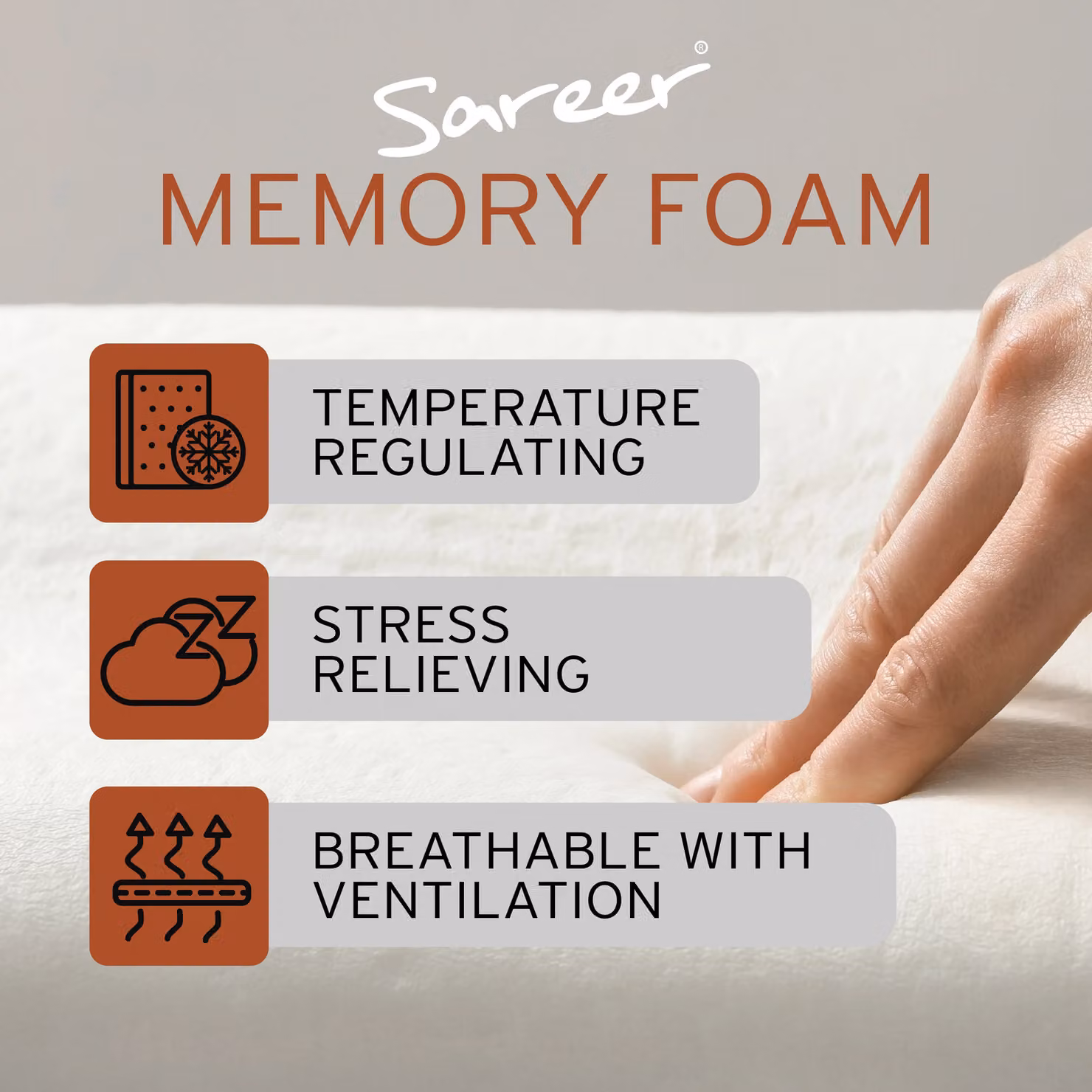 Sareer Pocketo Hybrid Memory Foam Pocket Sprung Mattress, White, W/D/H: 120 x 200 x 23 cm – 2