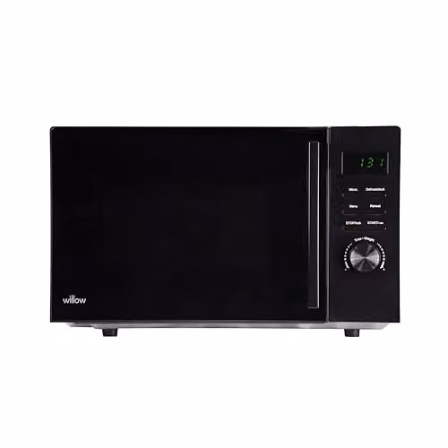 Willow WM23DB 800W 23L Solo Microwave with Defrost Function and LED Interior Light, Black