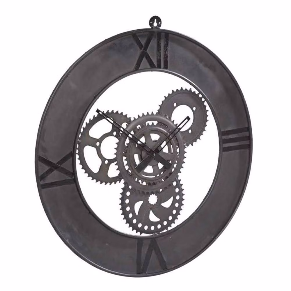 Wyld Haus Inari Industrial Metal Cogs Round Wall Clock in Brown and Black – 2