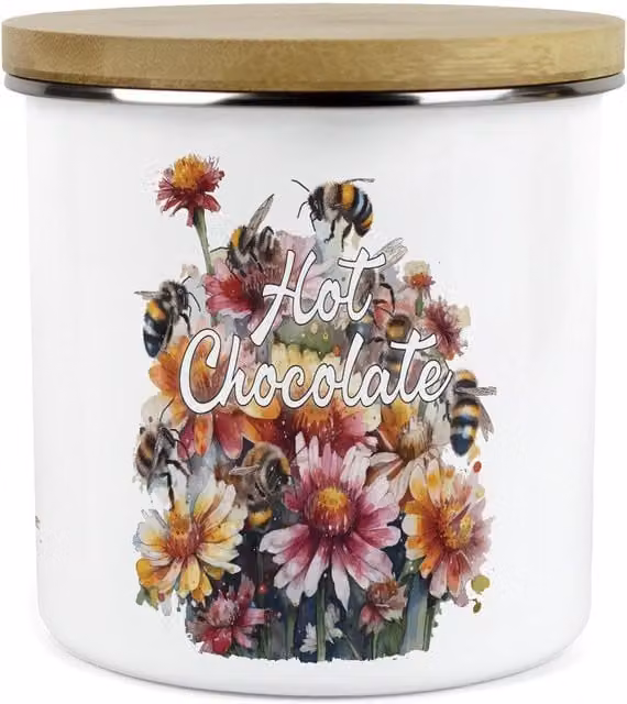Purely Home Floral Ceramic Large Kitchen Storage Canister in White