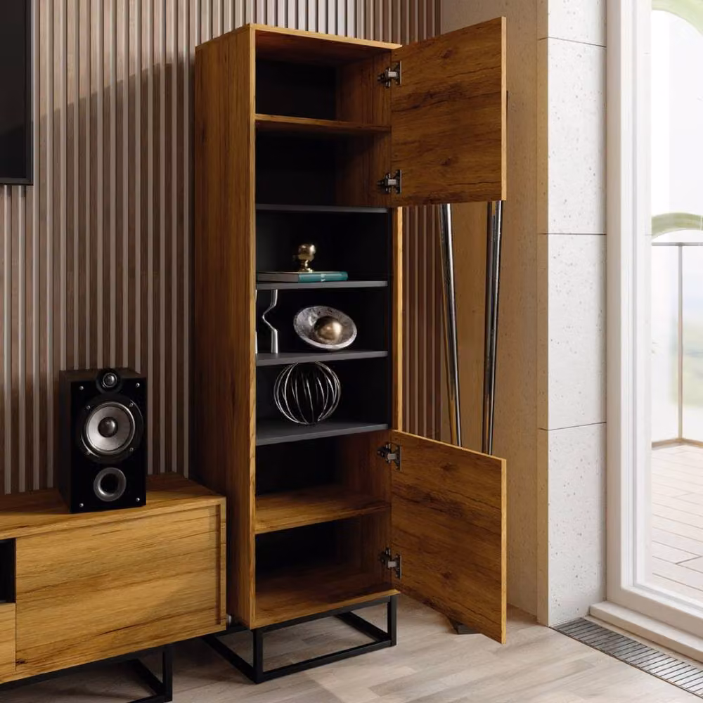 Creative Furniture Harmony Loft Display Cabinet in Dark Brown Oak, H 175 x W 50 x D 35 cm – 3