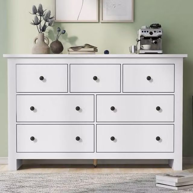 Merax White 7-Drawer Chest of Drawers and Large Sideboard Storage Cabinet – 1