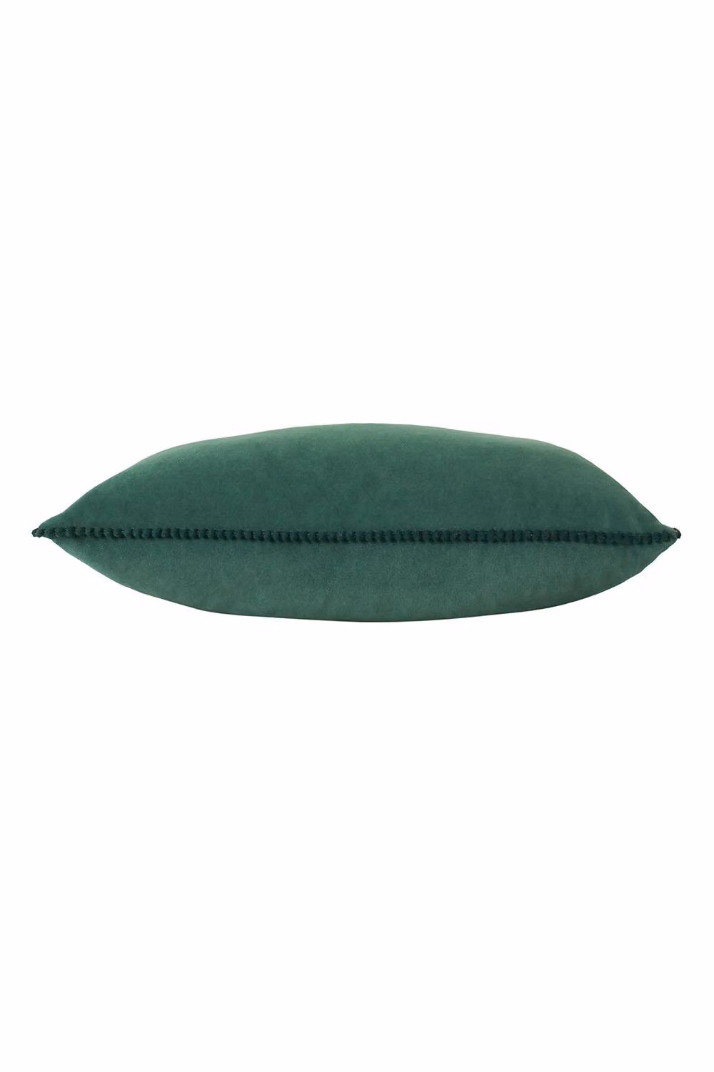 Furn Cosmo Soft Velvet Pom Pom Trimmed Rectangular Cushion in Blue Green, W: 50 cm, H: 30 cm, D: 30 cm – 2