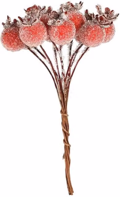 KDMD Red Frosted Berry Bunch Pick Floral Decoration