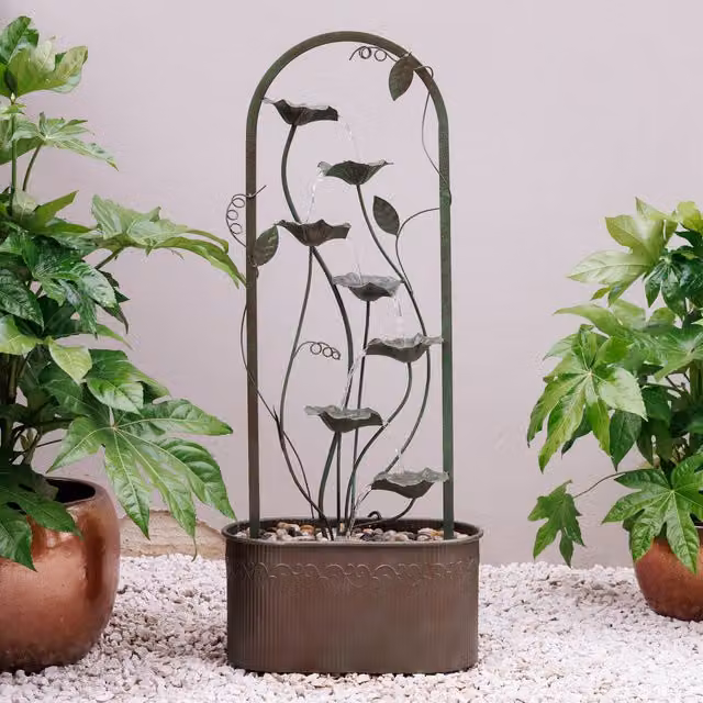 Primrose Enchanted Arch Zinc Cascading Patio Water Feature in Brown and Bronze Metal