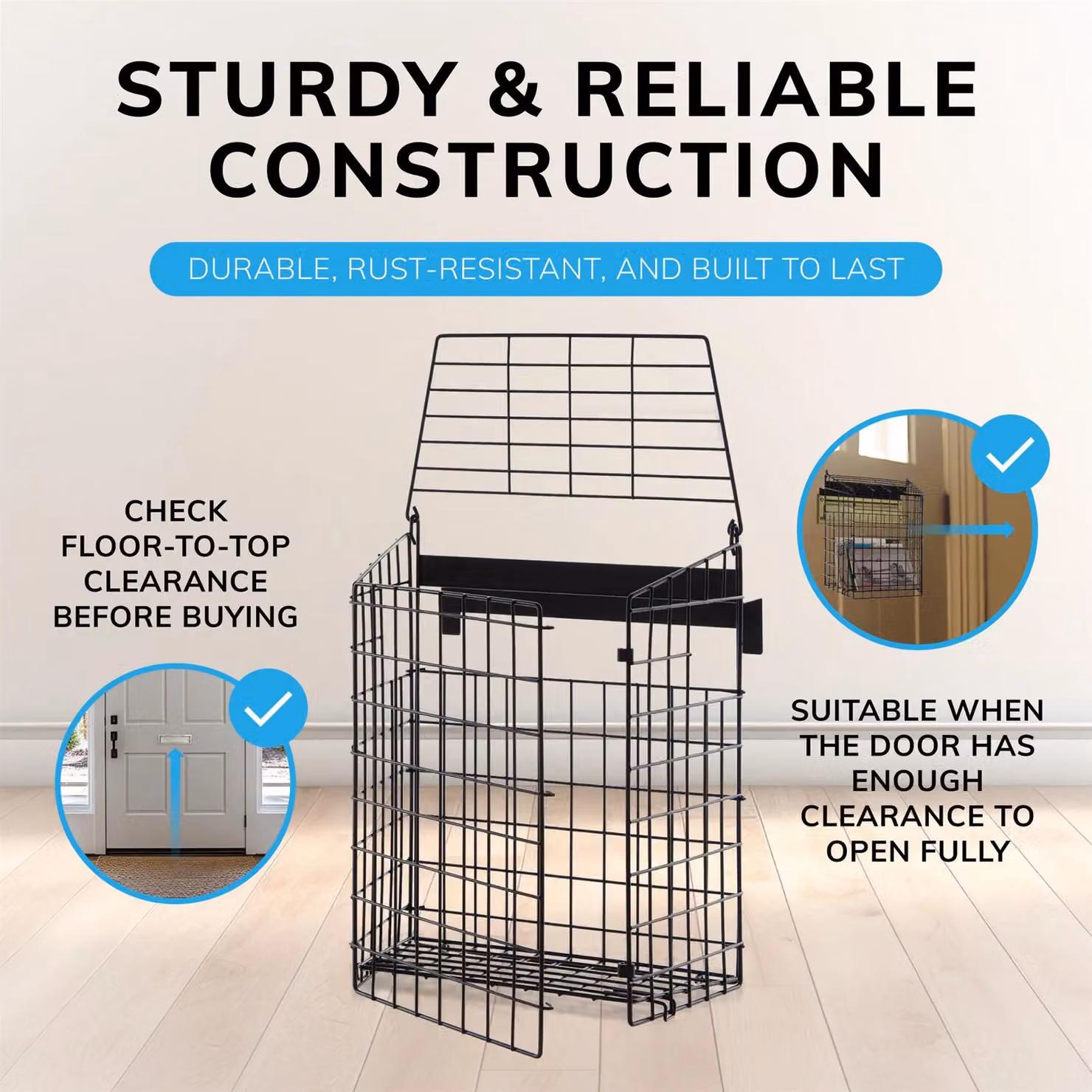 House of Home Black Self-Adhesive Metal Letterbox Cage for Door Mail Collection – 4