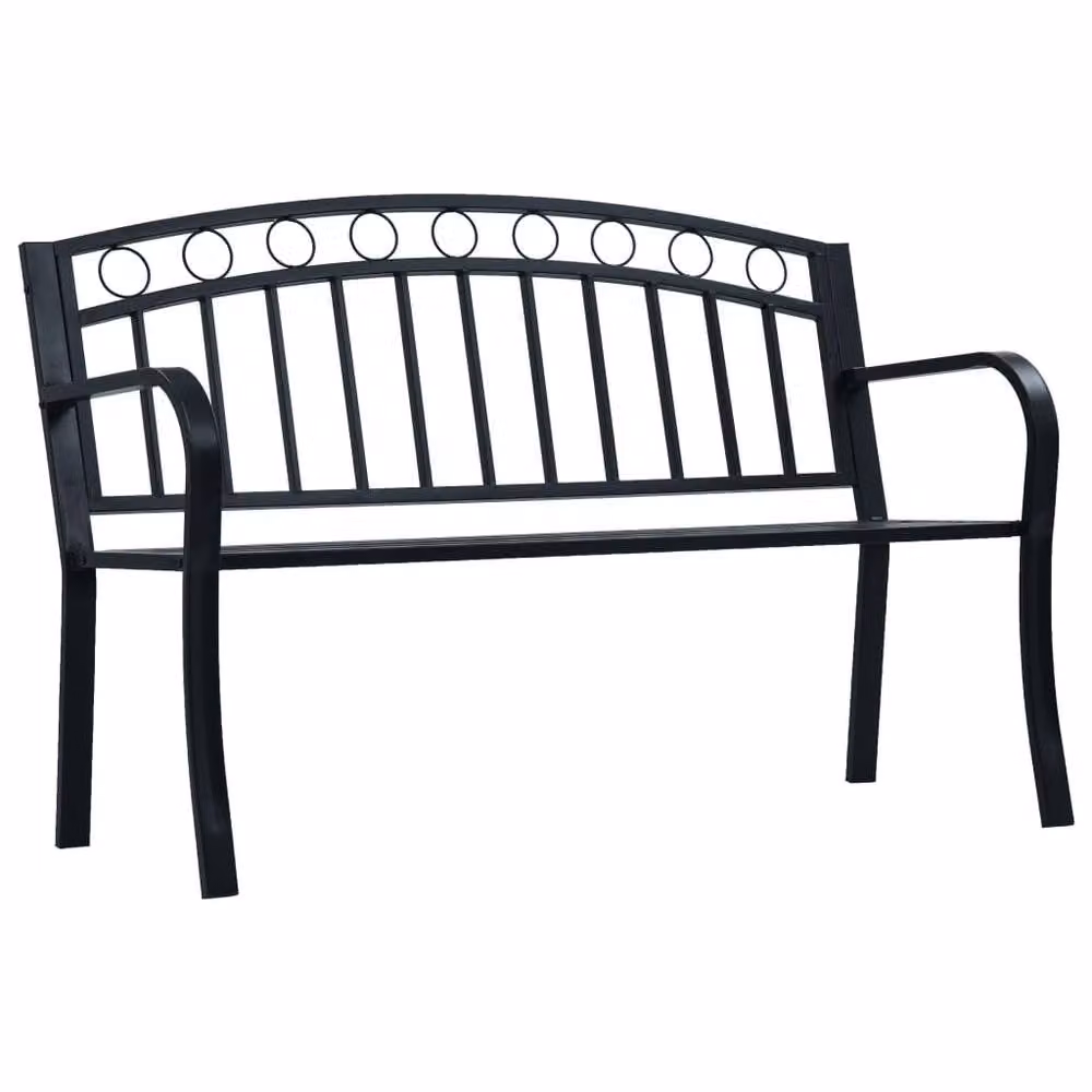 Berkfield Home Classic Garden Bench in Black Matt Metal, Width: 125 cm – 2