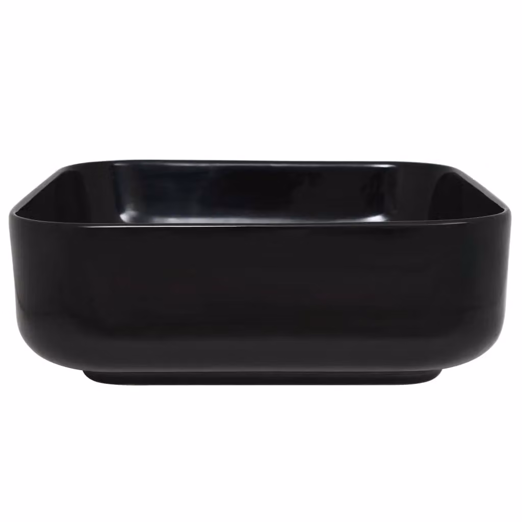 Berkfield Home Square Ceramic Basin in Black, W/D/H: 38 x 38 x 13.5 cm – 3