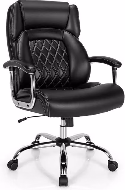 Costway Modern Executive Office Chair in Black with PU Leather Upholstery and Headrest – 1