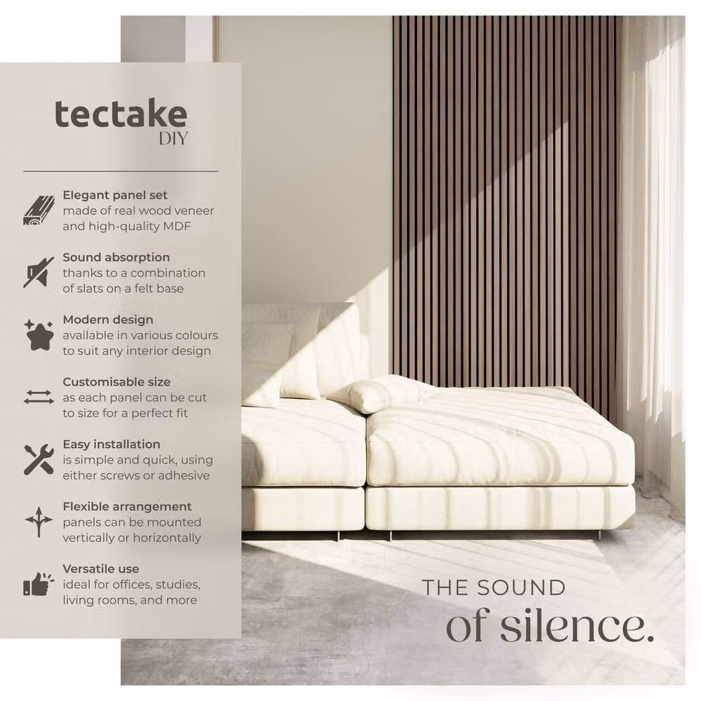 tectake Acoustic Wood Wall Panels in Brown – 2