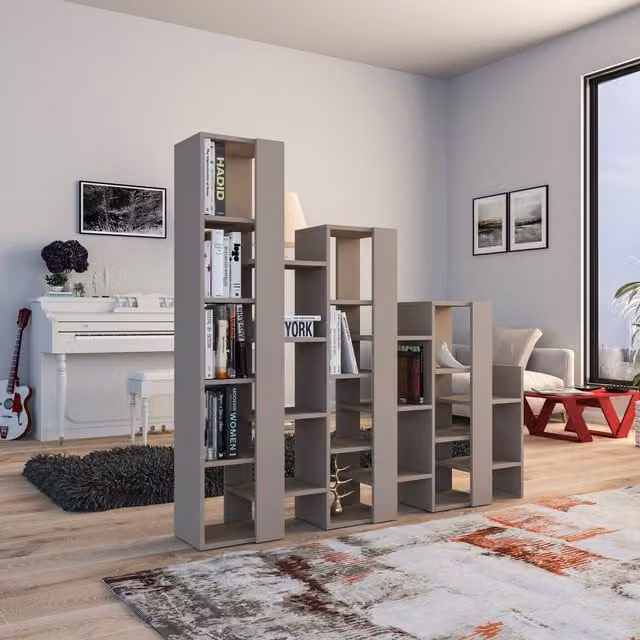 Decortie Lift Room Separator Bookcase Display Unit in Mocha Grey