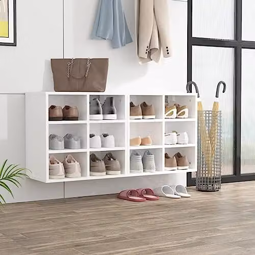 vidaXL Set of 2 White Minimalist Shoe Cabinets with Ventilation, W/D/H: 52.5 x 30 x 50 cm – 2