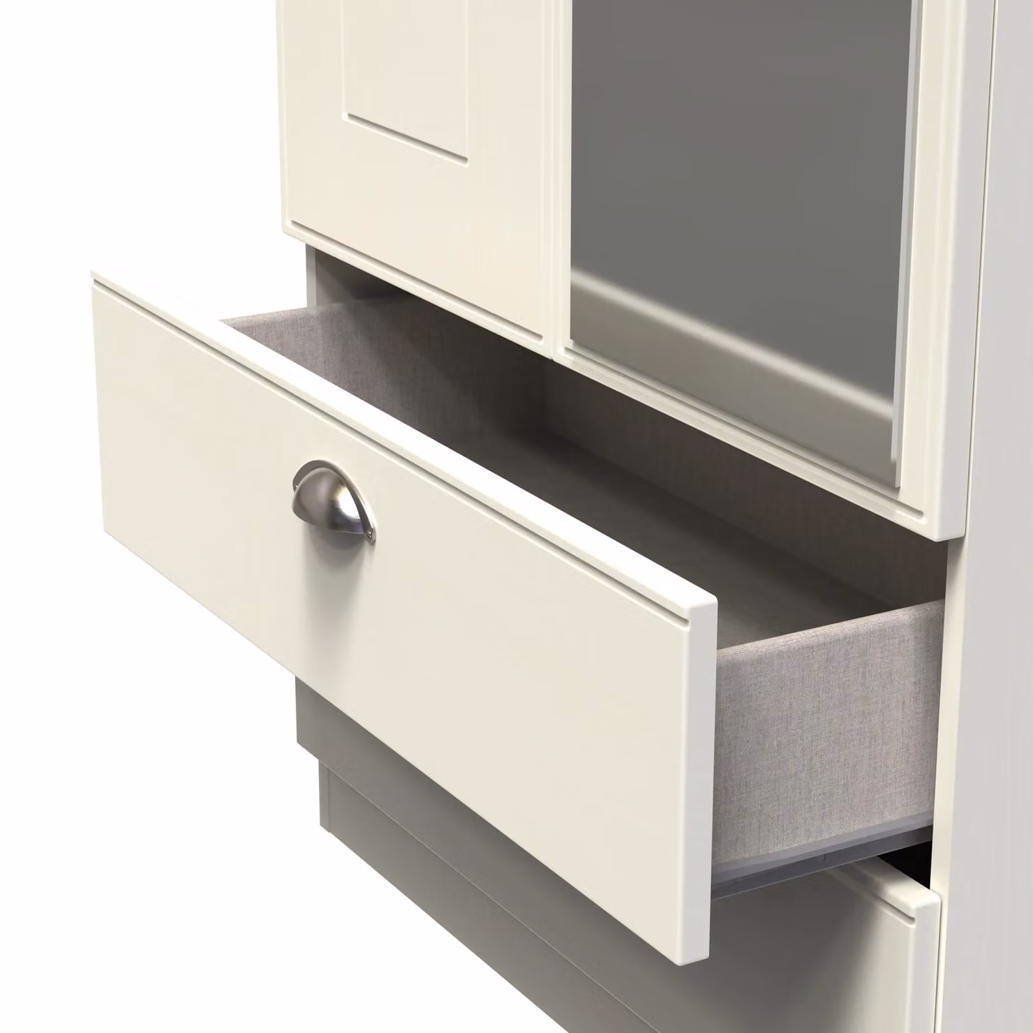 Albert 2 Door 2 Drawer Mirrored Wardrobe in Cream – 3