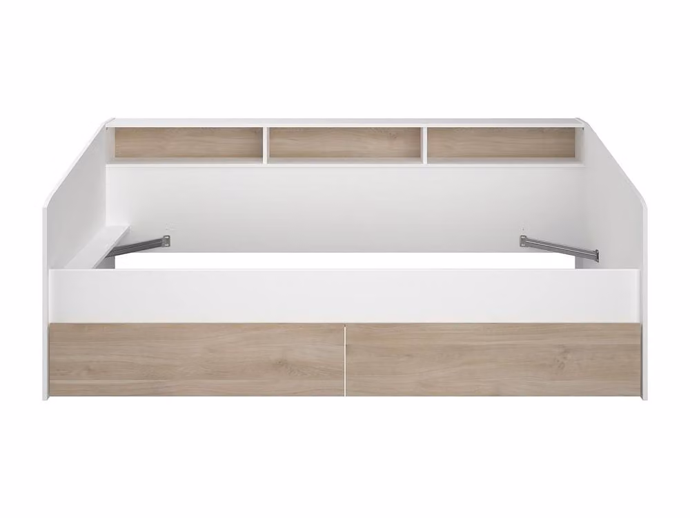 Vente-unique Paulette Single Bed with Storage Drawers in White and Black, W/D/H: 90 x 190 x 112.7 cm – 2