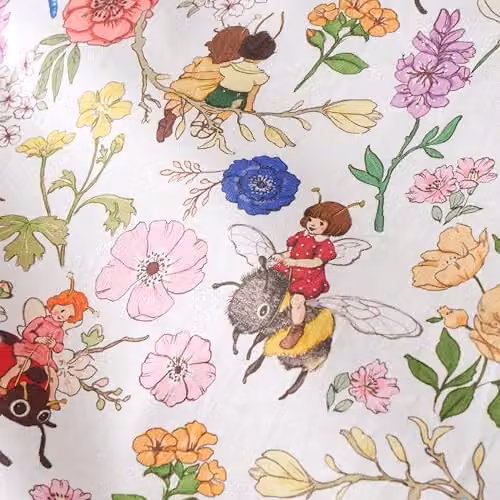 Belle & Boo Garden Friends Reversible Cotton Single Duvet Cover and Pillowcase Set, White and Yellow Floral, W/D/H: 135 x 200 cm and 50 x 75 cm – 2