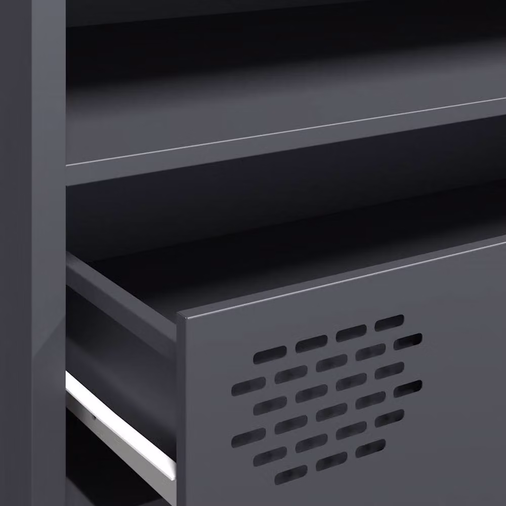 Berkfield Home TV Cabinet in Anthracite Grey, Cold-rolled Steel, W: 202 cm, D: 39 cm, H: 43.5 cm – 5