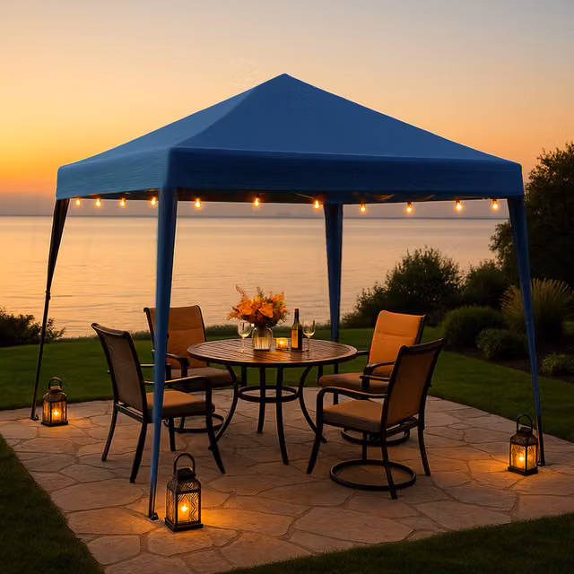 Home Source Easy Up Blue Outdoor Garden Gazebo Marquee Camping Canopy Tent W: 200 cm x D: 200 cm x H: 200 cm