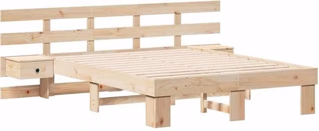 Berkfield Home Modern Solid Pine Wood Bed with Drawer in Brown and Beige, W: 120 cm, L: 190 cm