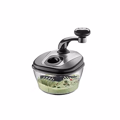 Gefu Multi Chopper Spino in Silver and Black with Multiple Blades and Non-Slip Base – 1