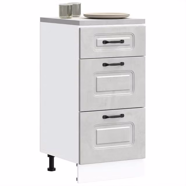 Berkfield Home Kalmar Kitchen Base Cabinet in Concrete Grey Matt Engineered Wood