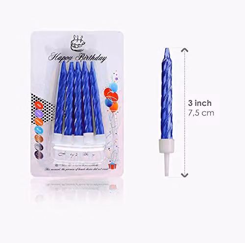 Shatchi Blue Cake Topper Candles, 10 Pack – 2