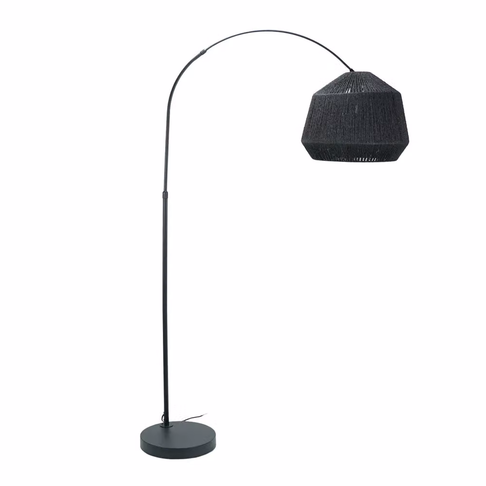 ValueLights Louis Black Arched Curved Floor Lamp with Black Paper Shade and LED Bulb (H 180 cm) – 2