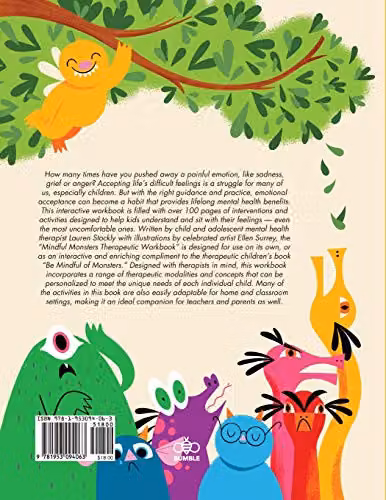Mindful Monsters Therapeutic Workbook: A Multicolour Feelings Activity Book for Children by Bumble Press – 2