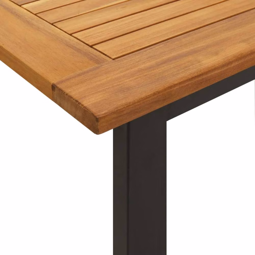 Berkfield Home Brown Acacia Wood Garden Table with U-shaped Legs W: 160 cm, D: 80 cm, H: 75 cm – 3