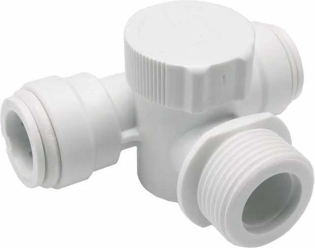 John Guest Straight Appliance Tee 15mm x 3/4 inch, White Matt, Pack of 5