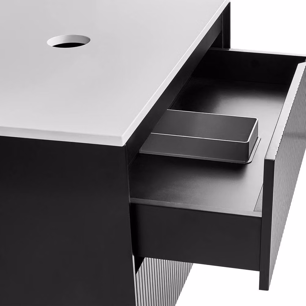 Wyld and Coco Black MDF Wall-Mounted Cabinet with Fluted Front, W: 60.0 cm, D: 48.0 cm, H: 52.0 cm – 5