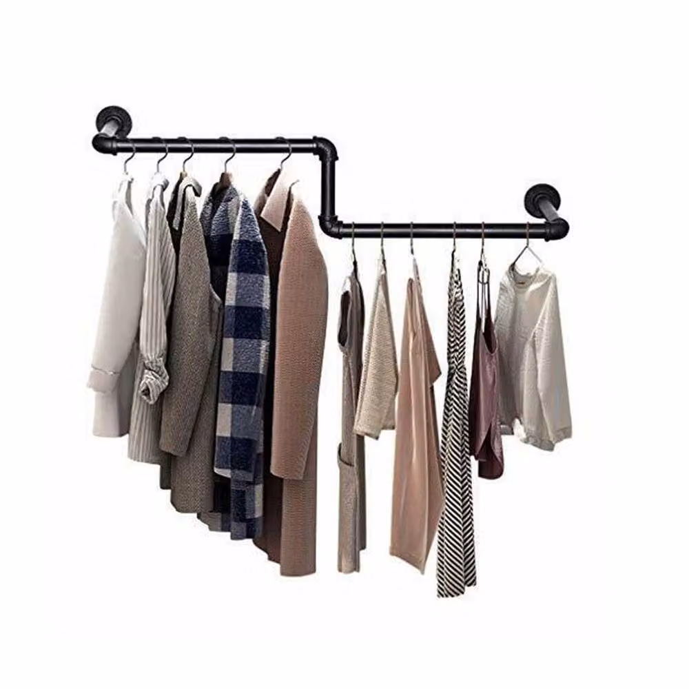 FLAVORA Heavy Duty Industrial Clothes Rail in Matt Black, Width: 100 cm – 5