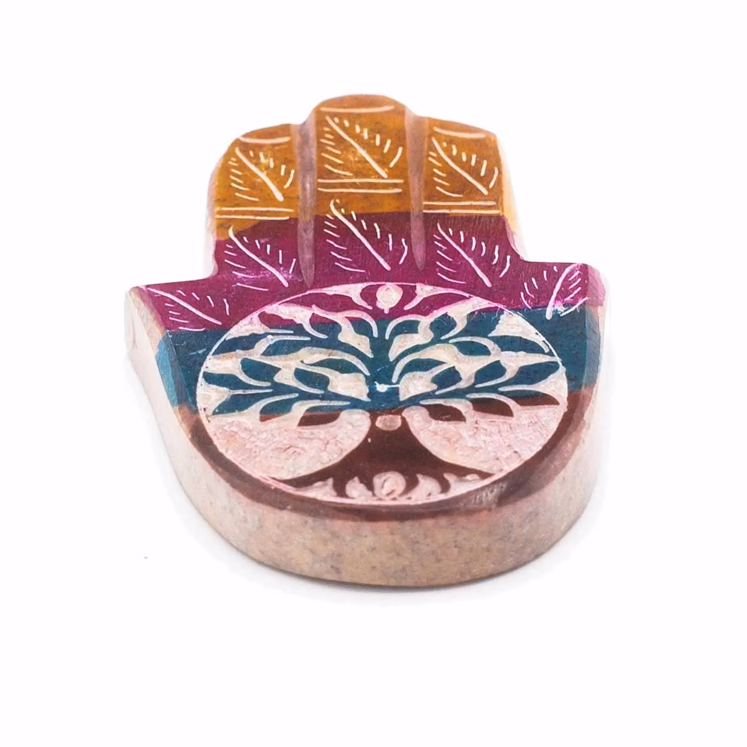 KDMD Multicolour Soapstone Floral Incense Holder, W/D/H: 9 x 6 x 1 cm – 2
