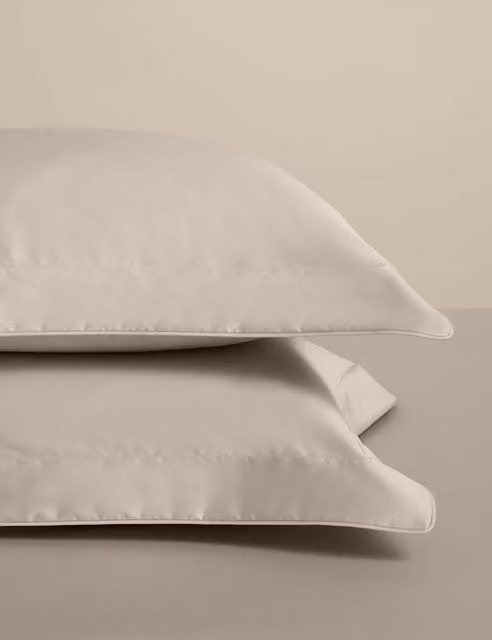 M&S Egyptian Cotton 230 Thread Count Silky Oxford Pillowcases in Beige