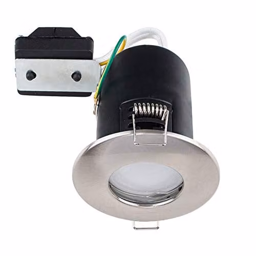 ValueLights Fire Rated IP65 LED Ceiling Downlight in Metallic Silver and Chrome