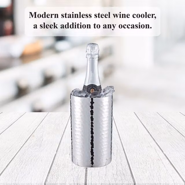 Buckingham Double Wall Stainless Steel Ice Bucket with Hammered Effect, 1.5 l, Silver