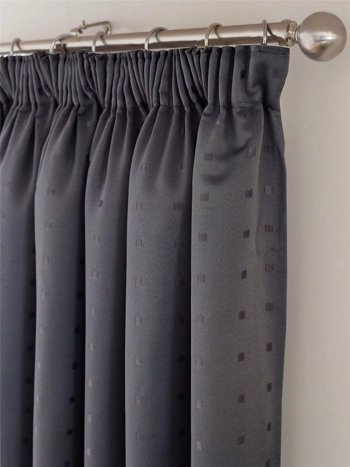 Alan Symonds Adiso Pencil Pleat Taped Top Curtains in Charcoal, W: 117 cm, H: 229 cm – 5