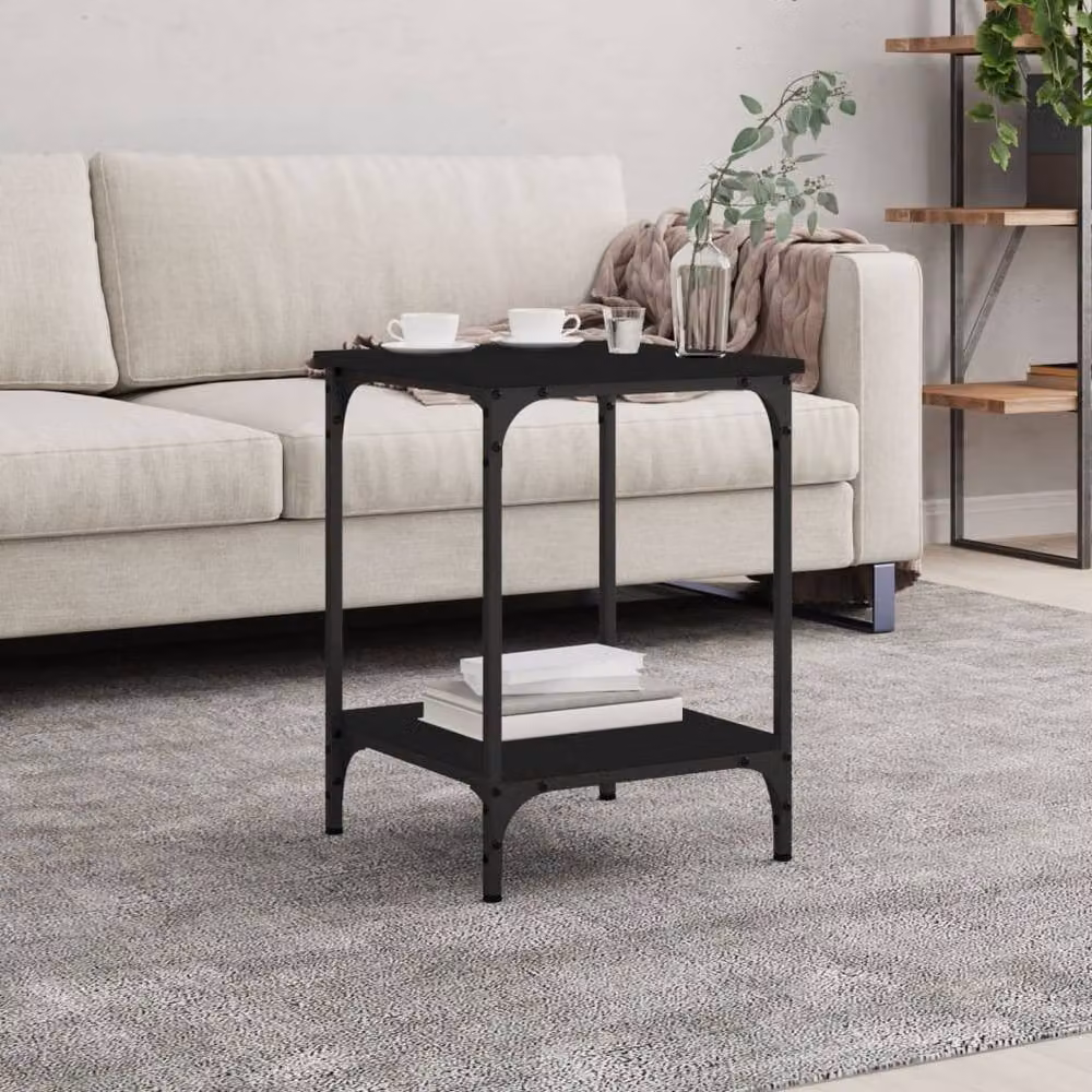 Berkfield Home Black Square Coffee Table in Engineered Wood, W/D/H: 40 x 40 x 55 cm – 2