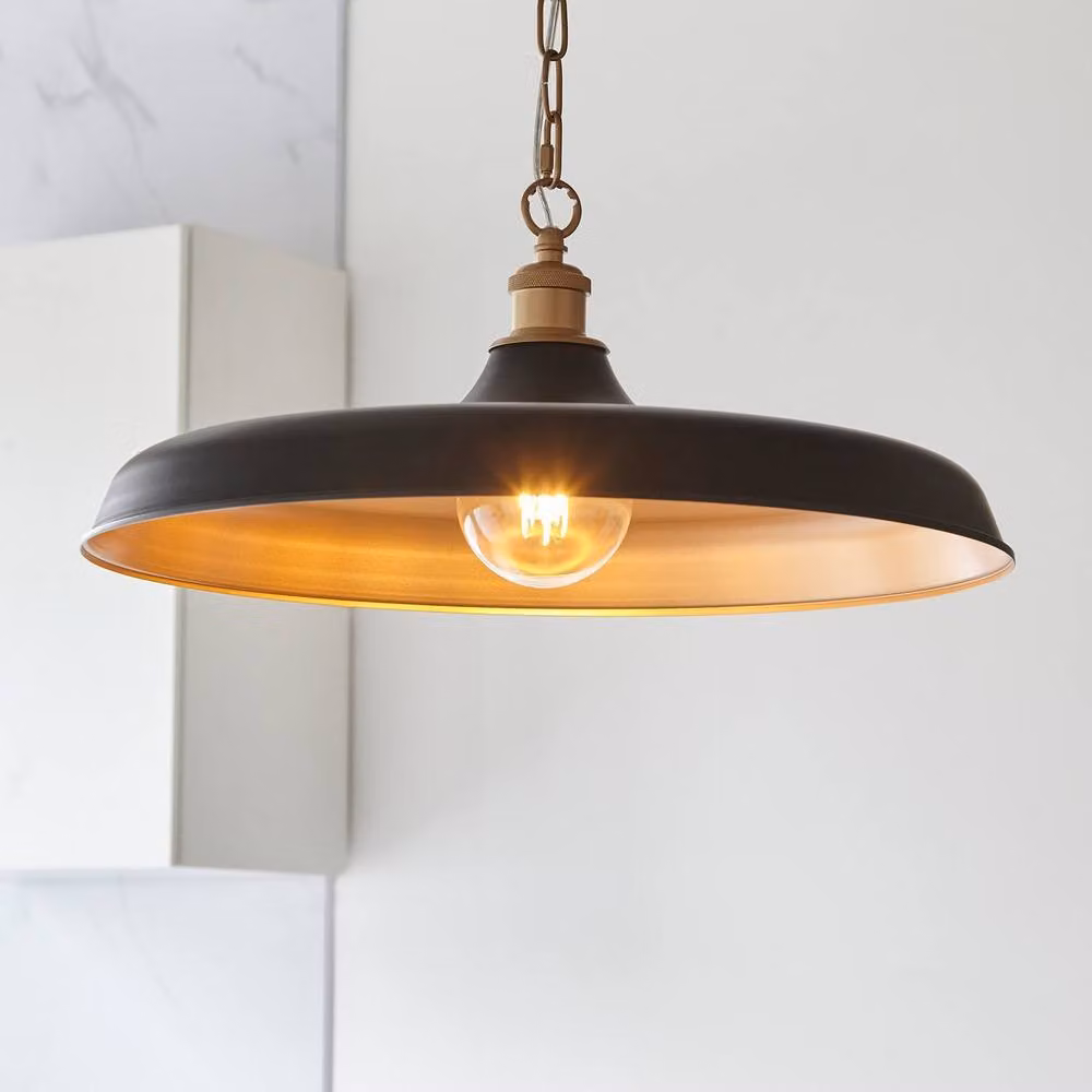 Netlighting Afragola Dome Pendant Ceiling Light in Matt Black and Satin Gold – 2