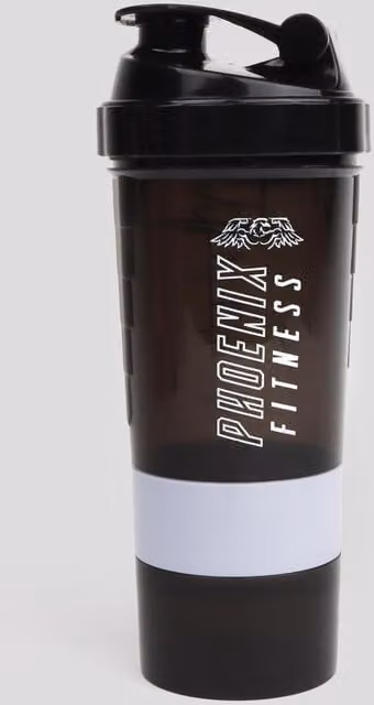 Phoenix Fitness Compartment Shaker Bottle - Grey and Black