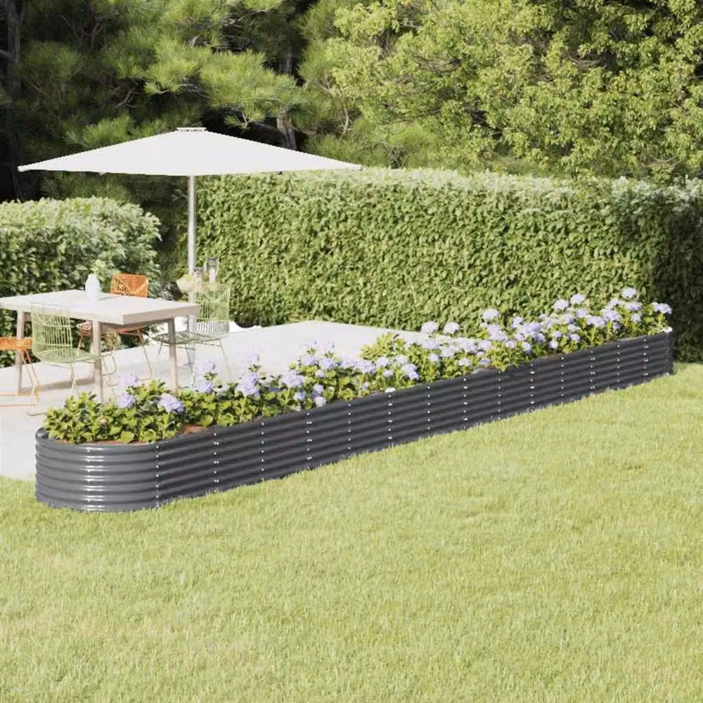 Berkfield Home Garden Anthracite Powder-coated Steel Raised Bed, W: 620 cm, D: 80 cm, H: 36 cm – 1
