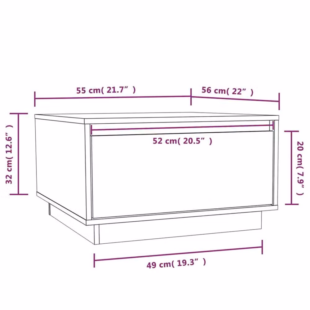 Berkfield Home Decorative Black Solid Wood Pine Coffee Table W: 56 cm, D: 56 cm, H: 32 cm – 4