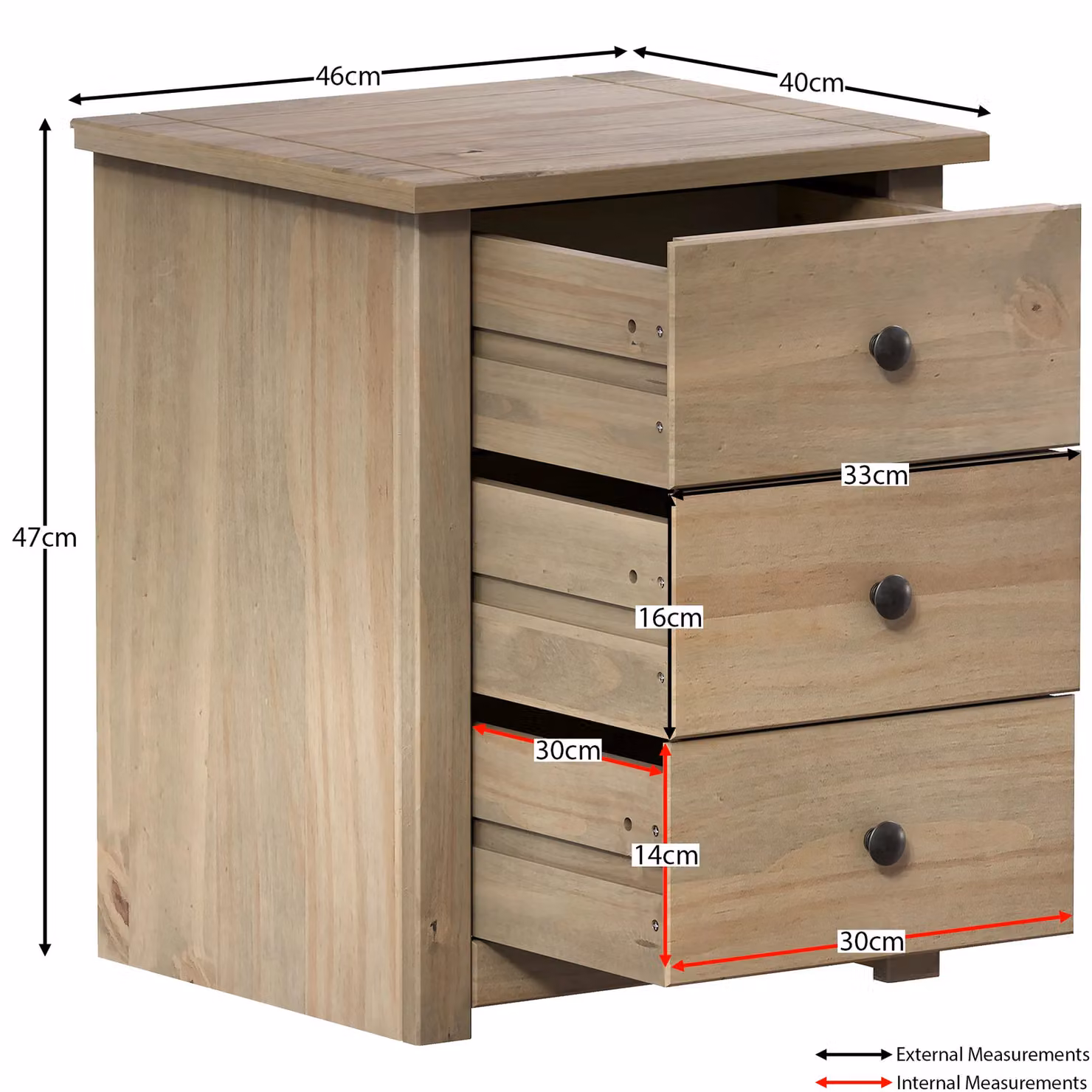 Vida Designs Panama 3 Drawer Bedside Chest of Drawers in Brown Rustic Wood and Glass – 2