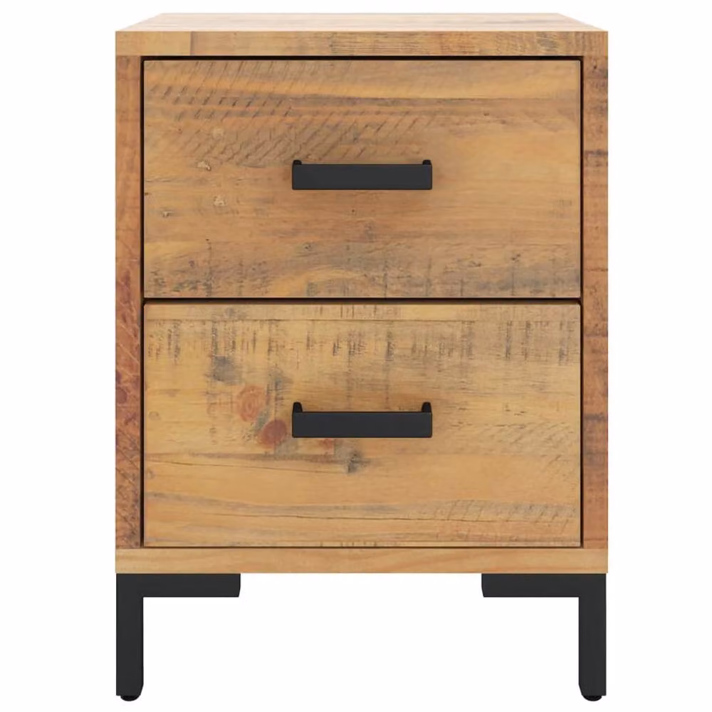 Berkfield Home Set of 2 Vintage Brown Solid Pine Bedside Cabinets, W/D/H: 36 x 30 x 45 cm – 3