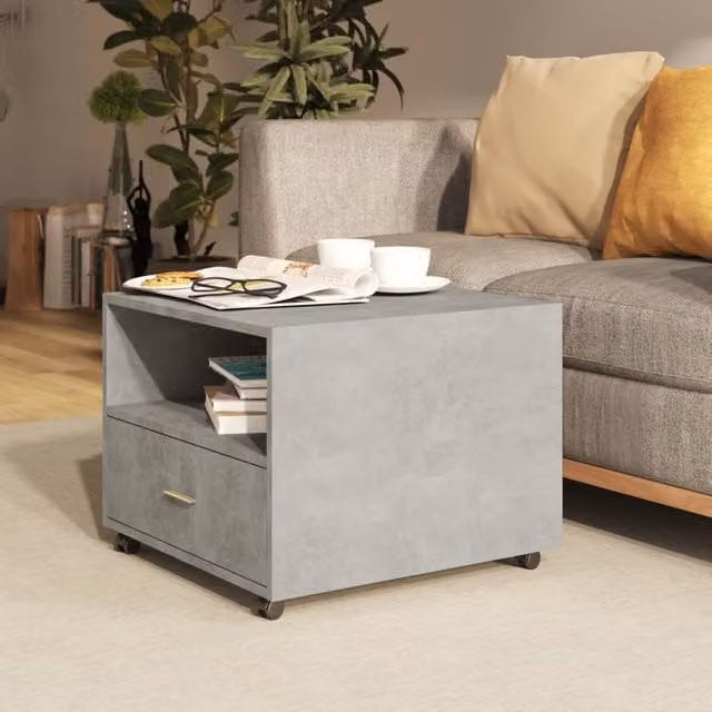 Berkfield Home Square Coffee Table in Concrete Grey, W/D/H: 55 x 55 x 40 cm – 1
