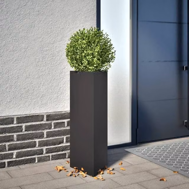 Berkfield Home Garden Steel Triangular Planters, 2 Pack, Black, W: 30 cm, D: 26 cm, H: 75 cm – 1