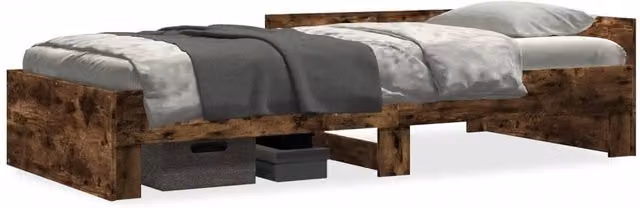 Berkfield Home Smoked Oak Bed Frame in Brown, W/D/H: 100 x 200 cm